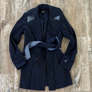 DKNY Navy Blue Lightweight Trench Coat sz S New